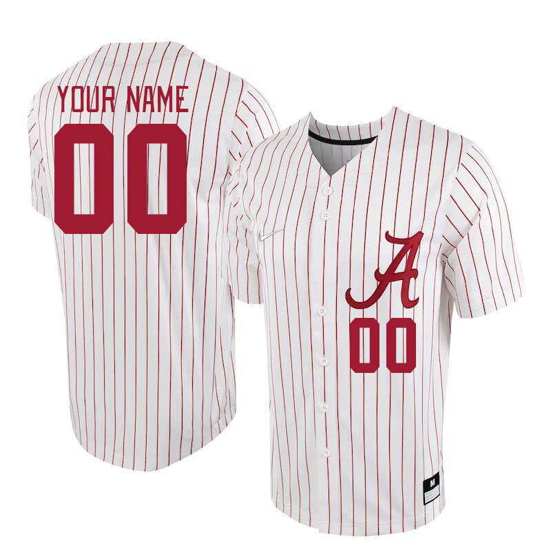 Custom Alabama Crimson Tide Name and Number College Baseball Jerseys Stitched-Pinstriped